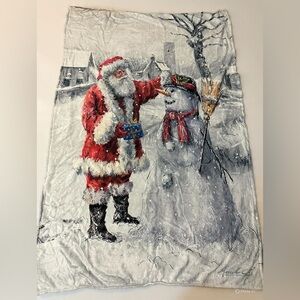 New 40*60 Santa & Snowman Holiday Throw Blanket - Red, White, Gray